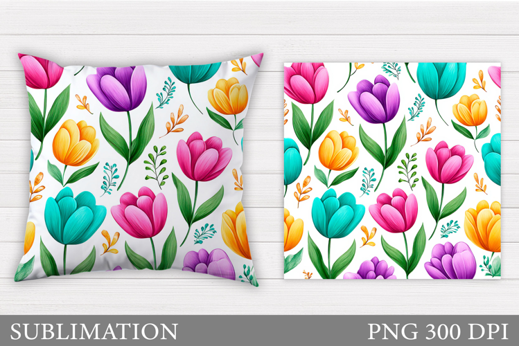 Tulips Pillow Design. Floral Pillow Sublimation