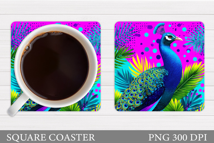Cute Peacock Coaster Design. Peacock Sublimation