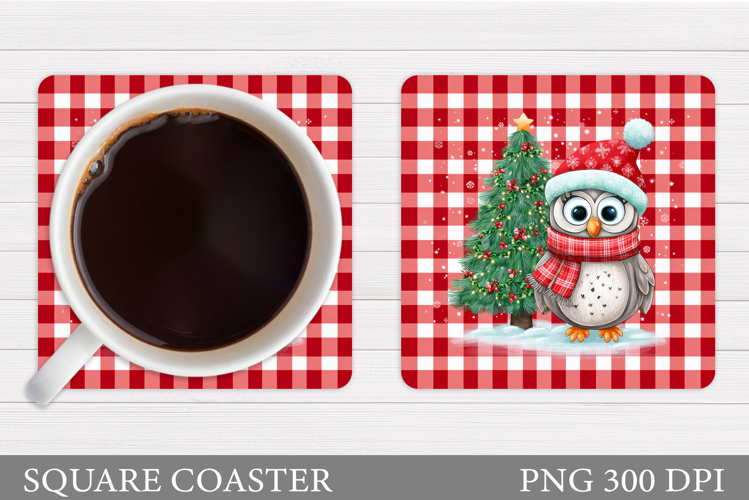 Christmas Owl Coaster Design. Christmas Coaster Sublimation
