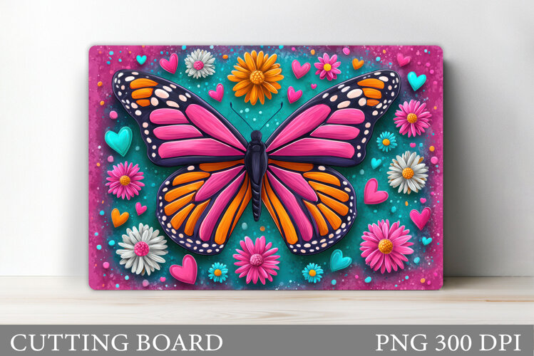 Butterfly Cutting Board. Butterfly Flowers Cutting Board example image 1