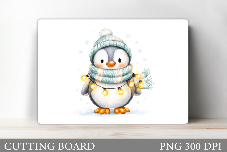 Cute Penguin Cutting Board. Christmas Cutting Board Design example image 1