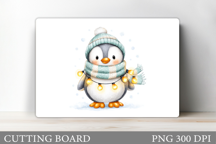 Cute Penguin Cutting Board. Christmas Cutting Board Design