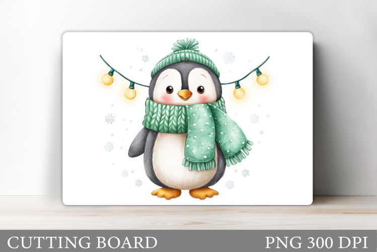 Cute Penguin Cutting Board. Christmas Cutting Board Design
