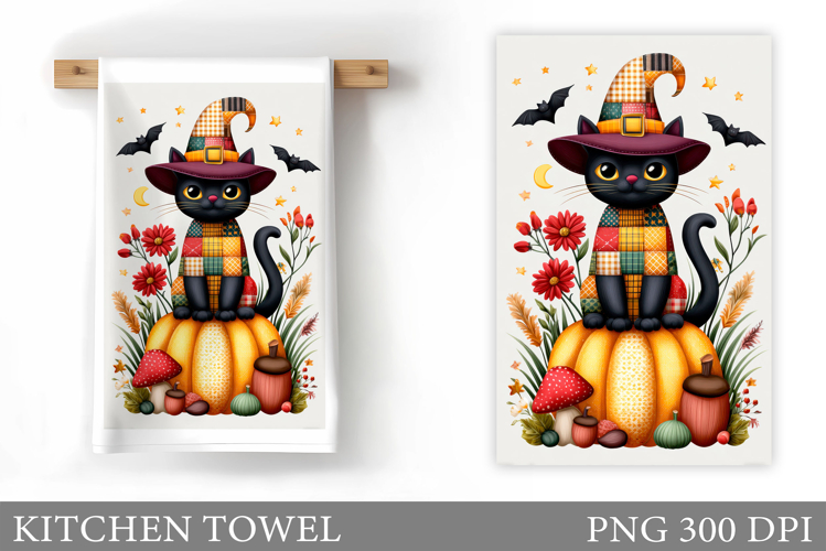 Halloween Cat Kitchen Towel. Halloween Kitchen Towel Design