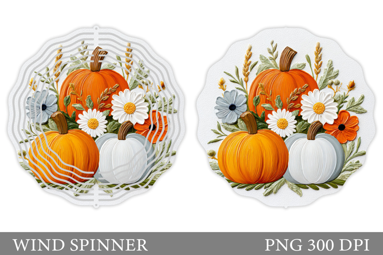 Fall Pumpkin Spinner Design. Fall Wind Spinner Sublimation example image 1