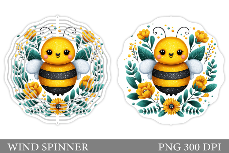 Bee Wind Spinner Sublimation. Flowers Wind Spinner Design