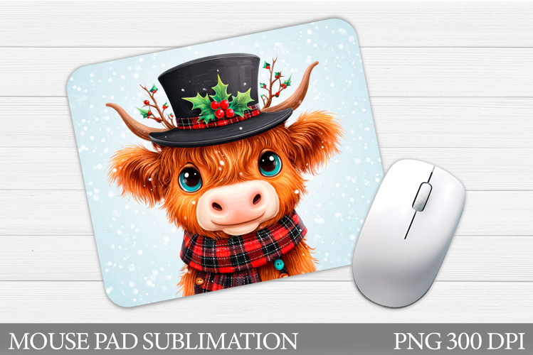 Christmas Cow Mouse Pad. Christmas Mouse Pad Sublimation