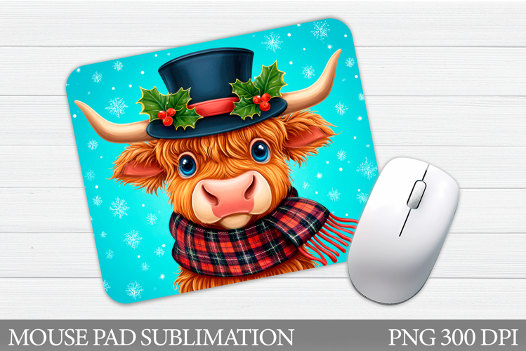 Christmas Cow Mouse Pad. Christmas Mouse Pad Sublimation