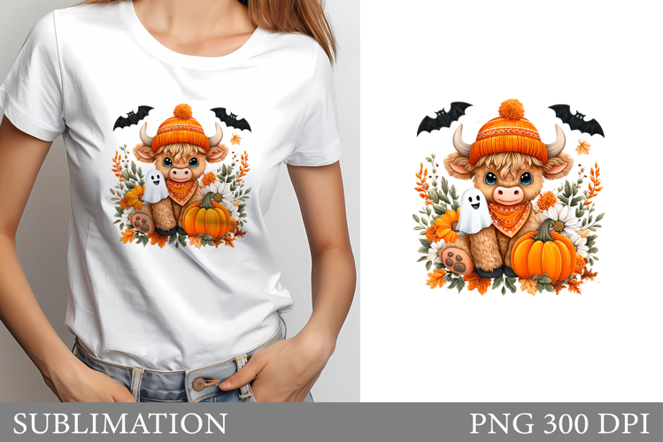 Halloween Cow Sublimation. Halloween Cow T-Shirt Design