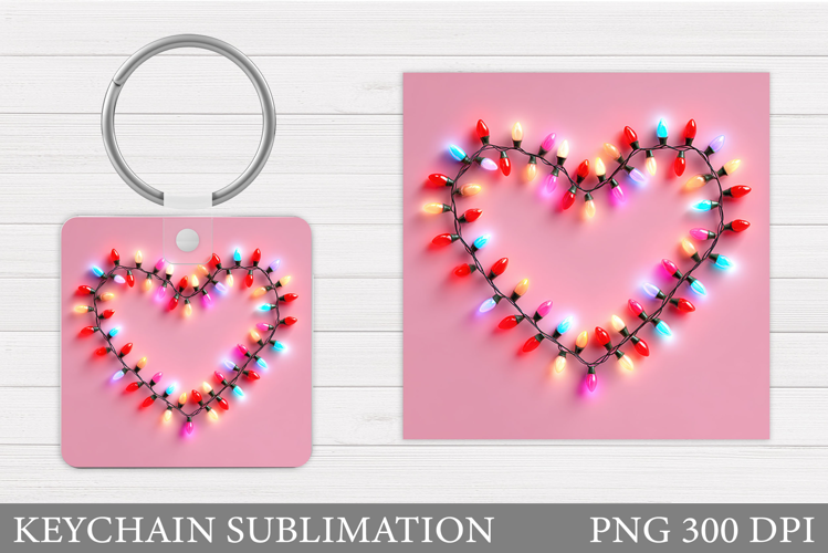 Heart Keychain Design. Valentine Keychain Sublimation