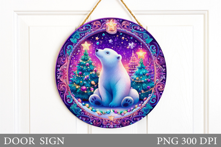 Polar Bear Door Sign Design. Christmas Door Sign Sublimation