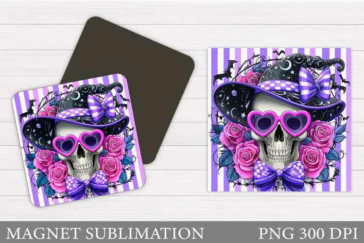 Skull Magnet Design. Halloween Magnet Sublimation