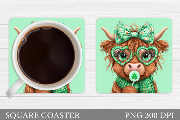 St Patrick Cow Coaster Design. St Patrick Cow Sublimation