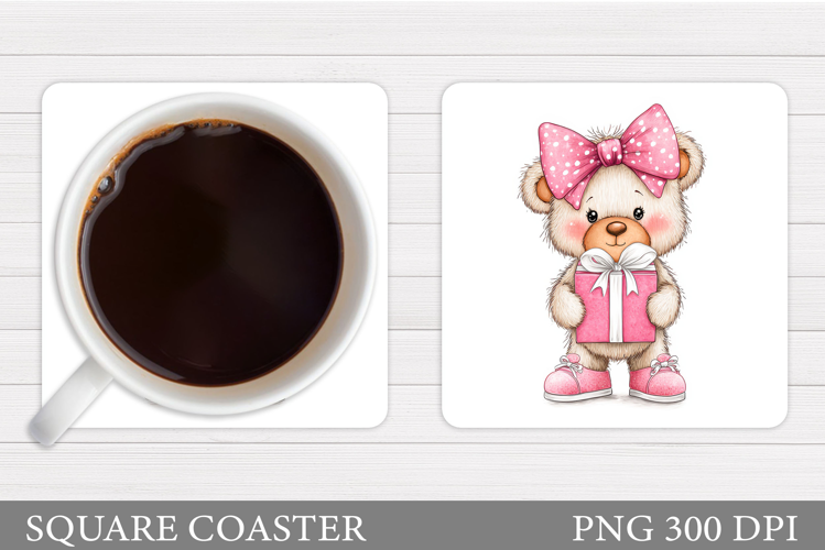 Valentines Bear Coaster. Valentines Coaster Design