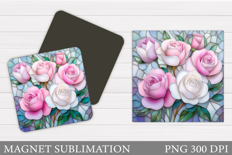 Roses Magnet Sublimation. Flowers Magnet Design