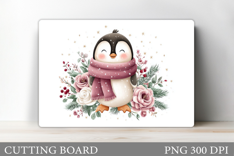 Cute Penguin Cutting Board. Christmas Cutting Board Design