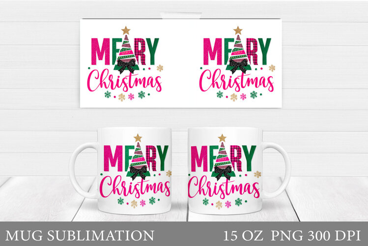 Merry Christmas Mug Design. Christmas Tree Sublimation example image 1
