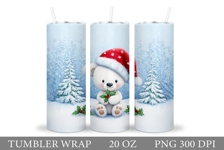 Polar Bear Tumbler Design. Christmas Tumbler Sublimation