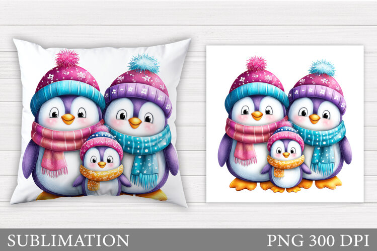Christmas Penguin Pillow. Christmas Pillow Sublimation example image 1
