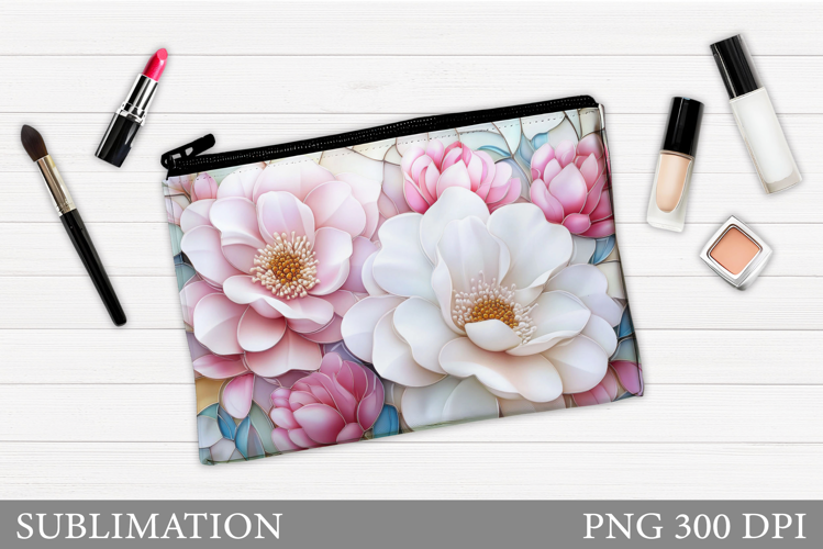 Flowers Makeup Bag Sublimation. Floral Makeup Bag Design