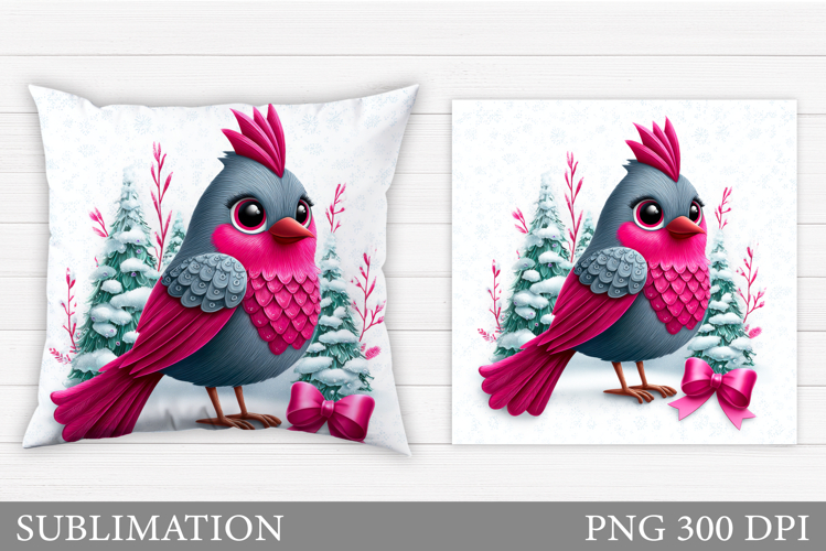Cardinal Pillow Design. Christmas Pillow Sublimation