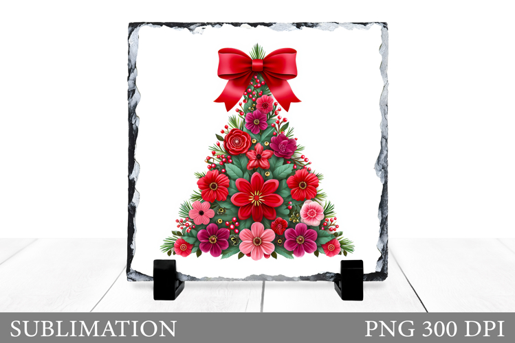 Floral Christmas Tree Slate. Christmas Tree Sublimation