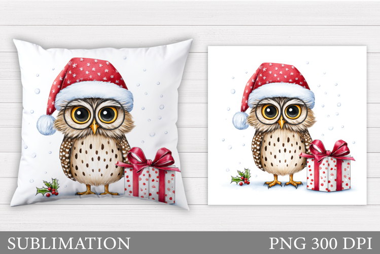Christmas Owl Pillow Design. Christmas Pillow Sublimation