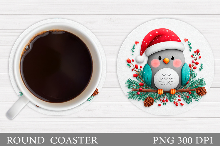 Christmas Bird Coaster Sublimation. Christmas Coaster Design