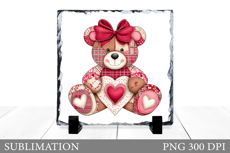 Valentines Bear Sublimation. Valentines Bear Slate Design