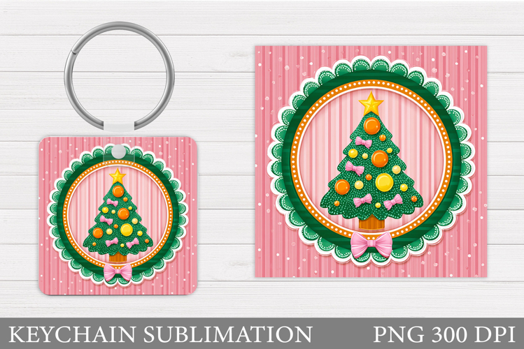 Christmas Tree Keychain. Christmas Keychain Sublimation