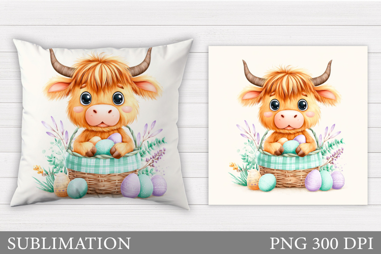 Easter Cow Pillow Design. Easter Pillow Sublimation