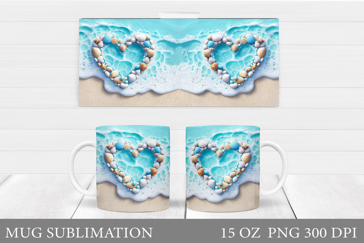 Sea Mug Wrap Design. Sea Sublimation