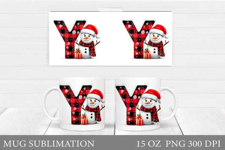 Christmas Letter Y Sublimation. Christmas Mug Design