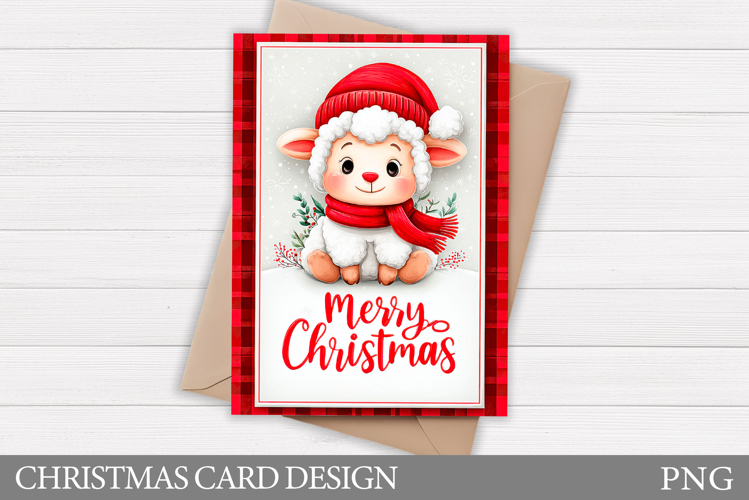 Christmas Lamb Card Printable. Christmas Card Design