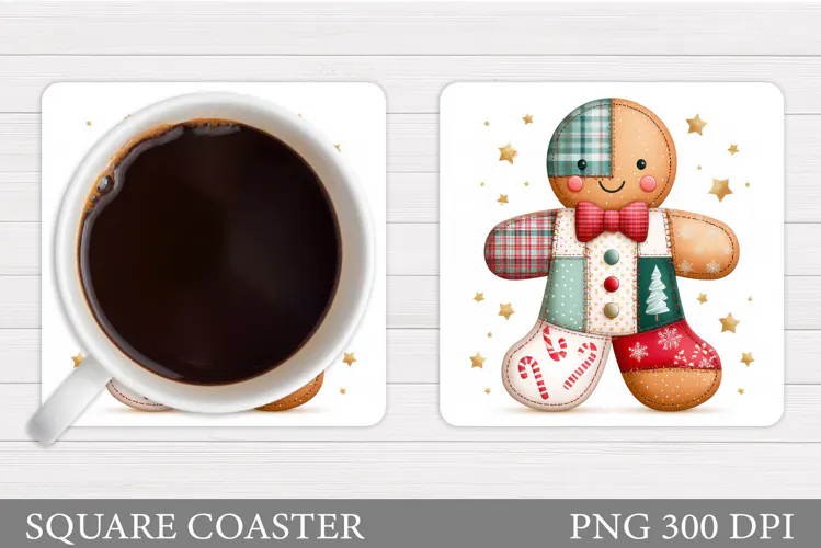 Gingerbread Coaster Design. Christmas Coaster Sublimation