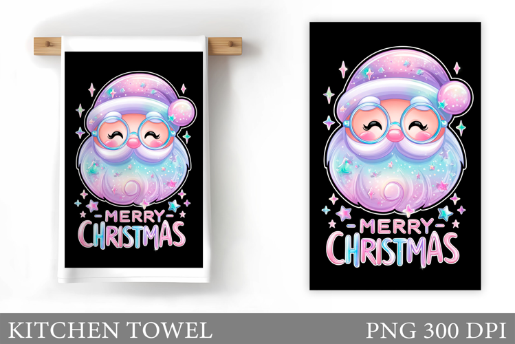 Santa Claus Kitchen Towel. Christmas Kitchen Towel Design