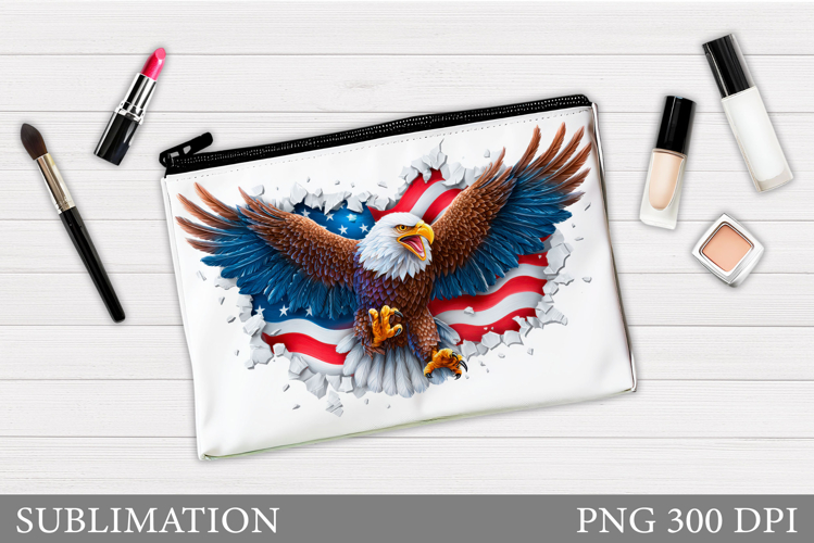 Patriotic Eagle Makeup Bag. Patriotic Cosmetics Bag Design