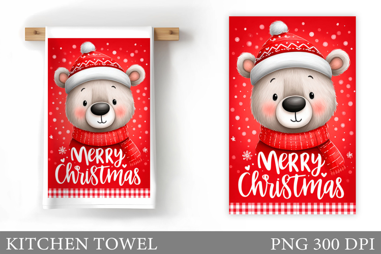 Christmas Bear Kitchen Towel. Christmas Kitchen Towel Design