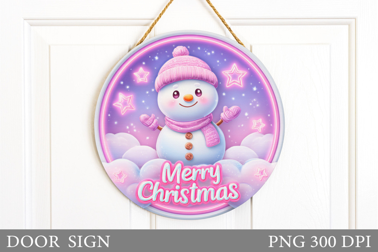 Cute Snowman Door Sign Design. Christmas Sublimation