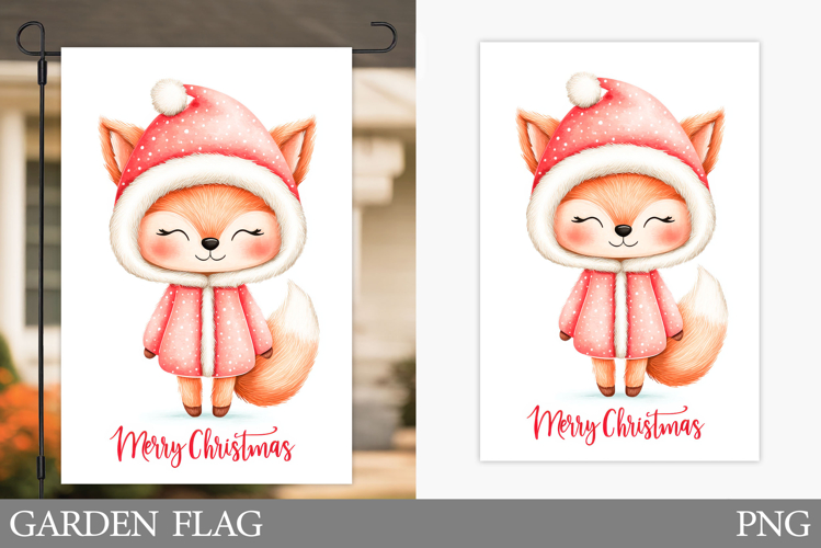 Christmas Fox Garden Flag. Christmas Garden Flag Design