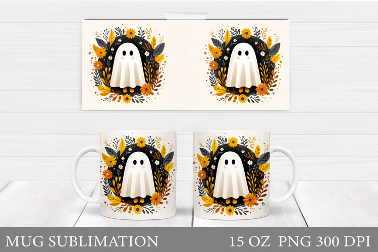 Ghost Mug Sublimation. Halloween Mug Design