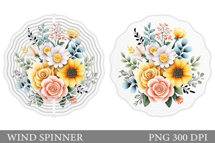 Flowers Wind Spinner Design. Floral Wind Spinner Sublimation