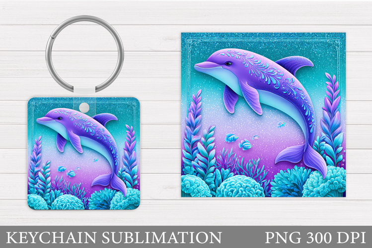 Dolphin Round Keychain. Dolphin Keychain Sublimation