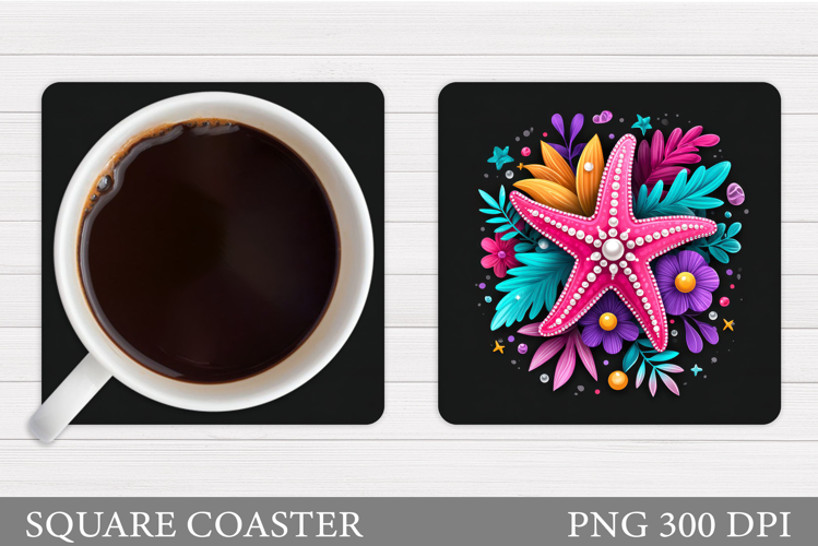 Starfish Coaster Sublimation. Seashell Coaster Design