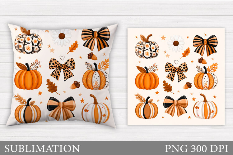 Pumpkin Pillow Design. Fall Pillow Sublimation example image 1