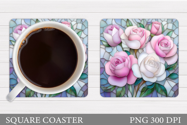 Roses Coaster Sublimation. Flowers Coaster Design