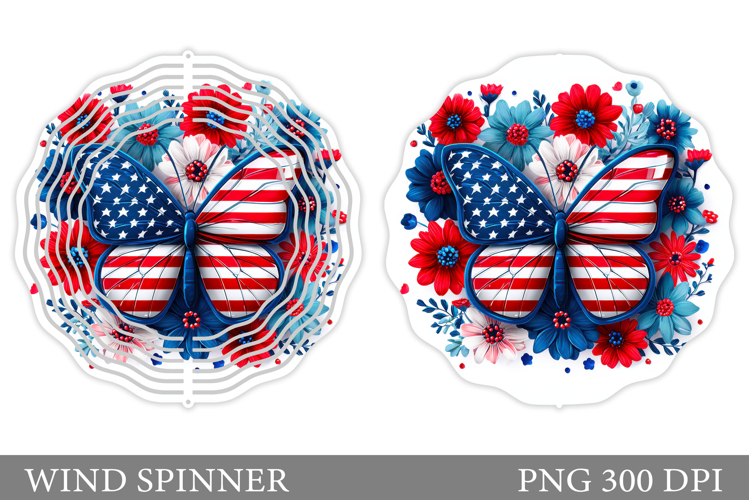 Patriotic Butterfly Wind Spinner. Patriotic Wind Spinner