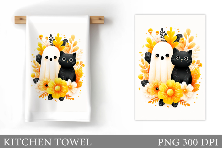 Halloween Kitchen Towel Design. Cute Halloween Sublimation