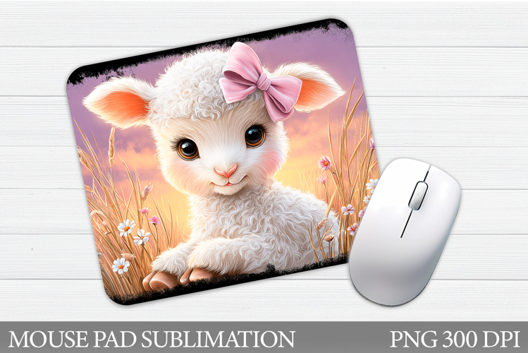 Cute Lamb Mouse Pad Design. Lamb Flowers Mouse Pad