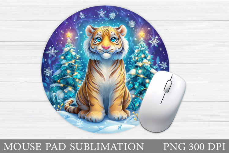 Christmas Tiger Mouse Pad. Christmas Mouse Pad Sublimation
